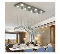 Postmodern Luxury Restaurant Dining Room Crystal Bead Curtain PartitRectangular Pendant Light, LED Chandelier