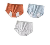 Postpartum Knickers For Women Menstrual Cotton Panty Period Pants Teenage Girls Heavy Flow Extra Protection Comfortable Underwear Soft Briefs Pack Of 3 Brown/Blue/Grey M