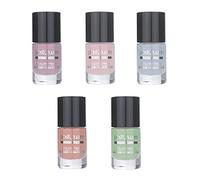 PostQuam Color Trend - Esmaltes de Uñas Normales - Set Pintauñas en Tonos Pastel con 5 Colores: Azul, Verde, Salmón, Rosa Palo y Lila - Esmalte de Uñas de Secado Rápido