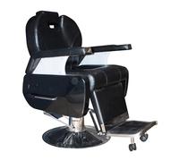 POSTQUAM Italian Design - Sillón de Barbería Profesional Luxe - Diseño Ergonómico, Tapizado en Vinilo Resistente, Altura Ajustable y Respaldo Reclinable - Base Cromada Antideslizante - Color Negro
