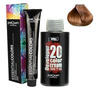 PostQuam - Pack de 3 Tinte de Peluqueria Profesional + Agua Oxigenada en Crema de 20 VOL | Tinte Permanente 100% Cobertura de Canas Garantiza Color Natural Uniforme y Duradero