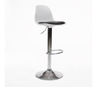 POSTQUAM | Taburete Casper | Polipropileno y Acero Cromado | Taburetes Alto de Cocina de Colores Blanco y Negro | Ergonómico con Mecanismo de Elevación de Gas | Moderno y Funcional