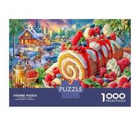 Postres y Bayas en Town Puzzle 1000 Piezas, Juego Educativo, Desafío, para Adultos Y Niños A Partir De 12 Años Creación de Alimentos Rompecabezas Familiar-Decoración del Hogar, Diseño Elegante 70x5