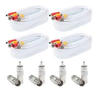 Postta Cable de alimentación de vídeo BNC (4 unidades, 25 pies) prefabricado todo en uno cable de cámara de seguridad con ocho conectores para sistema de vigilancia CCTV DVR