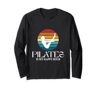 Postura de Barco de Pilates Divertida Pilates Is My Happy Hour Vintage Manga Larga