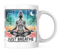 Postura Del Loto Solo Respira - Meditación De Yoga Y Serenidad Tazas De Cerámica Divertido Taza Chic Tazas De Desayuno Para Espresso Hogar Oficina 330Ml
