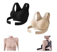Posture Corrector Bra for Women,Front Closure Wireless Back Support Bralette,Full Coverage Seamless Shaping Breathable Bras (FR/ES, Letras, L, Regular, Regular, 2Mix)