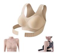 Posture Corrector Bra for Women,Front Closure Wireless Back Support Bralette,Full Coverage Seamless Shaping Breathable Bras (FR/ES, Letras, S, Regular, Regular, Nude)
