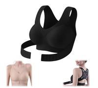 Posture Corrector Bra for Women,Front Closure Wireless Back Support Bralette,Full Coverage Seamless Shaping Breathable Bras (FR/ES, Letras, XL, Regular, Regular, Black)