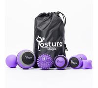 Posture Magic Kit de bola de masaje para liberación de puntos de activación miofascial y masaje de tejido profundo, juego de 6, espuma grande, espuma pequeña, lacrosse, cacahuete, puntiagudo, pelota