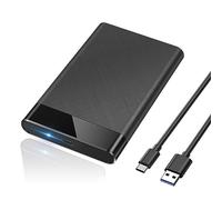 POSUGEAR Carcasa Disco Duro 2,5", 6Gbps USB C 3.1 Gen 2 Caja Disco Duro para HDD SSD SATA I/II/III de 7mm y 9.5mm de Altura con Cable USB, Sopporta UASP&Trim, no Requiere Herramientas-Negro