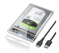 POSUGEAR Carcasa Disco Duro 2,5", USB 3.0 Caja Disco Duro para HDD SSD SATA I/II/III de 7mm y 9.5mm de Altura con Cable USB, Sopporta UASP&Trim, no Requiere Herramientas-Transparente Caja