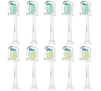 POSWEENR Cabezales de repuesto compatibles con Philips Sonicare, cabezales de repuesto para cepillo de dientes eléctrico para control de placa, paquete de 10 unidades, color blanco