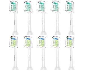 POSWEENR Cabezales de repuesto compatibles con Philips Sonicare, cabezales de repuesto para cepillo de dientes eléctrico para control de placa, paquete de 10 unidades, color blanco