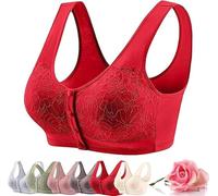 Posy Bra - Cómodo brasier moldeador inalámbrico con botón frontal, cierre frontal para mujeres mayores, sujetadores para dormir todos los días, rosso, 72