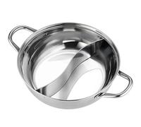 Pot caliente de acero inoxidable con divisor de 11 pulgadas, shabu shabu olla con doble manija, cocción de inducción fácil de cocción fácil para estufa de gas