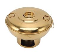 Pot de carbón portátil Pot caliente de acero inoxidable Diseño redondo de calefacción rápida Pot de hielo seco para una persona Buffet de té de leche Partes 23 x 17 cm (Oro)