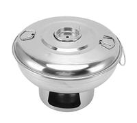 Pot de carbón portátil Pot caliente de acero inoxidable Diseño redondo de calefacción rápida Pot de hielo seco para una persona Buffet de té de leche Partes 23 x 17 cm (Plata)