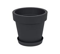 Pot de fleur avec soucoupe en plastique Lofly, classique, 30 cm diam, anthracite