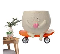 Pot De Flour Oscilante, Pots De Fleurs D'extérieur | Pots De Fleurs À Tête De Patinage À Ruletas | Soucoupe De Plant De Patinage À Ruletas Sur Roues, Ornements De Plants Vertes Mobiles