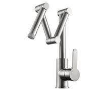 Pot Filler Faucet, Brass Folding Kitchen Faucet with Dual Mode Spout, Three Extention Arm Sink Single Hole Deck Mounted Cold and Hot Mixer Tap,Chrome (Chrome)