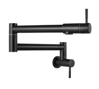 Pot Filler grifo plegable montaje en pared comercial acero inoxidable fregadero grifo negro mate con doble articulación brazo oscilante solo agujero dos asas