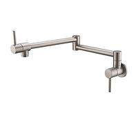 Pot Filler grifos de la cocina, dos asas Un agujero grifo del fregadero, Instalación pared de la cocina contemporánea Taps, latón,Nickelbrushed