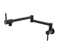 Pot Filler grifos de la cocina, dos asas Un agujero grifo del fregadero, Instalación pared de la cocina contemporánea Taps, latón,Negro