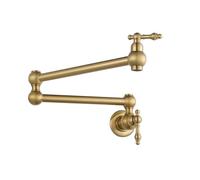 Pot Filler Tap Wall Mounted Retractable Brass with Double Joint Swivel Arm Vintage