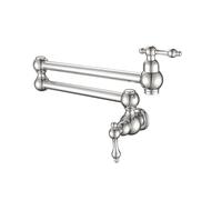 Pot Filler Tap Wall Mounted Retractable Brass with Double Joint Swivel Arm Vintage