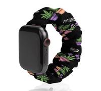 Pot-head Plants Scrunchie - Correa de repuesto elástica suave compatible con Apple Watch, 38mm/40mm, Acero inoxidable, No es una piedra preciosa