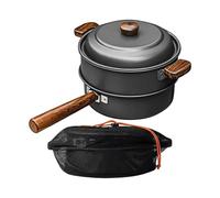 Pot Large Double-Layer with Wooden Handle RV Cabin Tailgating