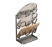 Pot Lid Rack - Metal, 13.46x7.28x5.39in Rustproof Stand Three-Layer Design | Durable Kitchen Pots & Lids Organizer, Utensils Holder Rack For Apartments, RVs, Homes, Restaurants, Countertop And Cabinet