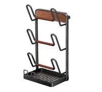 Pot Lid Storage Rack - Carbon Steel 14.76 Inches, Space-Saving Kitchen Utensil Organizer With Drip Tray | Pot And Pan Holder, Multi-Layer Rack For Spoons Spatulas Chopping Boards Home Apartment