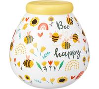 Pot of Dreams Hucha de cerámica Pintada a Mano con diseño de Abeja Happy Kids Save and Smash | Hucha ecológica y reciclable | Regalo Decorativo Ahorra para nuevos Juguetes y Videojuegos