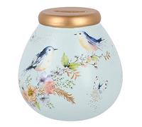 Pot of Dreams Hucha de cerámica Pintada a Mano con gorriones y Flores, Hecha a Mano, Color Rosa, Regalo Decorativo para Centro de Mesa, Sala de Estar y Dormitorio