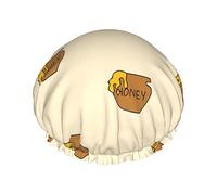 Pot Of Honey Gorro de ducha impermeable, Gorro de baño elástico Gorro de protección del medio ambiente Gorros de baño para el cabello, Capas impermeables dobles Gorro de ducha de baño