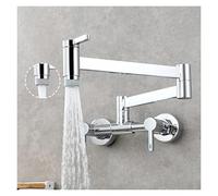 Pot relleno grifo negro plegable cocina caliente y frío holgón sin disipador girar el cepillo pliegues cepillado latón, Uso eficiente del agua(Chrome B)