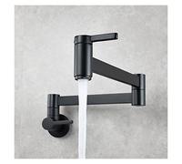 Pot Reller Tap Montado de pared Plegable Cocina Grifo Single Frío Hole Black Frift Rotate Dobling Spout Gold Latón, Uso eficiente del agua(Nero)