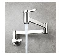 Pot Reller Tap Montado de pared Plegable Cocina Grifo Single Frío Hole Black Frift Rotate Dobling Spout Gold Latón, Uso eficiente del agua(Nickel)