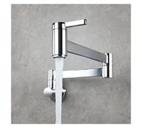 Pot Reller Tap Montado de pared Plegable Cocina Grifo Single Frío Single Hole Black Frift Tap Rotate Dobling Spout Gold Latón(A)