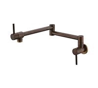 Pot Reller Tap Montado en la pared Cocina Plegable Grifo Single Frío Hole Sink Rotate Dobling Spout Chrome Gold Latón, Uso eficiente del agua(Antique bronze)