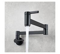 Pot Reller Tap Montado en la pared Cocina plegable Grifo Single Frío Single Hole Frife Tap Rotate Dobling Spout Cepillado Latón de oro(Nero)