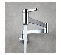 Pot Reller Tap Montado en la pared Cocina plegable Grifo Single Frío Single Hole Frife Tap Rotate Dobling Spout Cepillado Latón de oro(A)