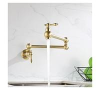 Pot Reller Tap Montado en la pared Plegable Cepillado Cocina Grifo Individual Frío Girar Pobling Spout Chrome Latón, Uso eficiente del agua