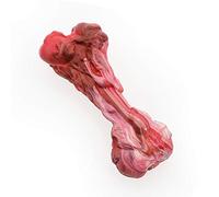 Potaroma Dog Chew Toy, 6 Inch Meat-Colored Natural Rubber Realistic Bone-Shaped Toy, Food-Grade Durable Teething Toy