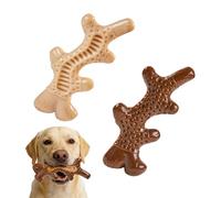 Potaroma Juguetes masticables de nailon para perros, paquete de 2, hueso irregular duradero inspirado en cuernos con sabor a tocino y ranura para aperitivos, juguete de limpieza de dientes para perros