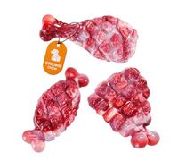 Potaroma Juguetes masticables de nailon para perros, paquete de 3 (baqueta, costillas y formas de tendón), diseño de carne realista duradero con sabor a tocino, juguete de limpieza de dientes para