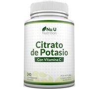 Potasio 1550mg con Vitamina C - 240 Comprimidos Veganos - Suministro Para 4 Meses - 500mg de Citrato de Potassium Activo de Alta Potencia - Fabricado en Europa - Nu U Nutrition