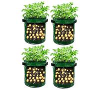 Potato Grow Bags - Grow Bags Fabric Planter 4 Pack | Plant Pots with Flap Handles for Vegetables Flowers Nursery Raised Bed Patio Balcony Home Greenhouse Gardening | Planting Containers Garden Pots